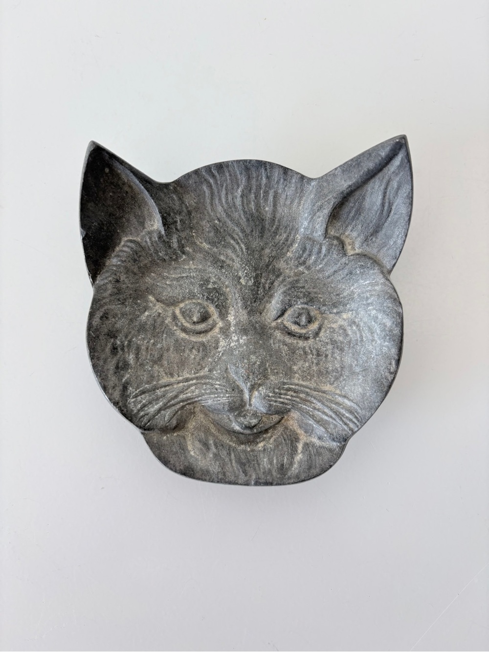 Vintage Cast Metal Cat Face Trinket Tray by Corbin Canada Retro Whimsical